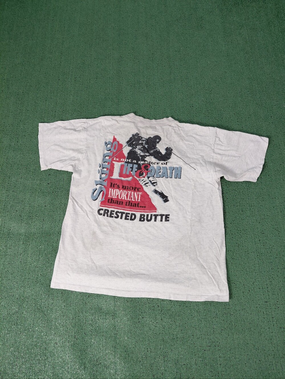 Vintage 1994 Crested Butte "Life & Death Ski Club" 90's Outdoors Skiing Light Gr